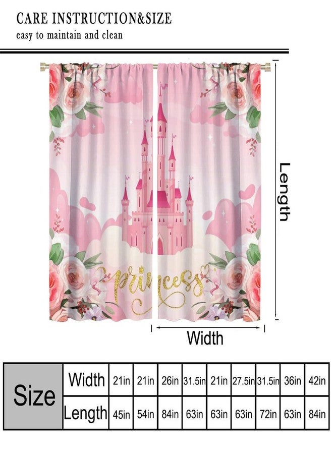 KANEPE Princess Curtain, Pink Castle Rose Flower Decoration Window Treatments, Rod Pocket Thermal Insulated Drapes 2 Panels Set for Girl Bedroom Nursery Classroom, 42" W x 45" L【Decor】 - Image 2